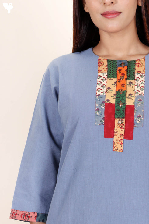 Khaadi Kurta Pant And Dupatta Set With Block Print