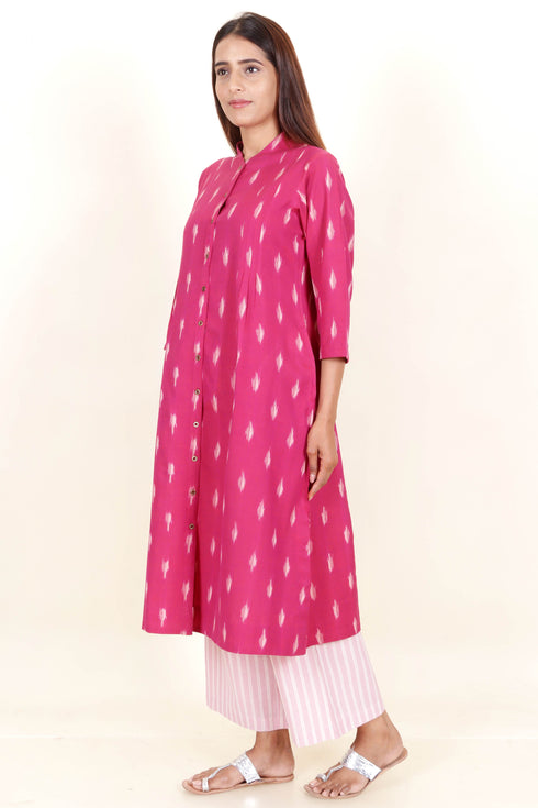 Ikat Cotton Kurta And Pant Set