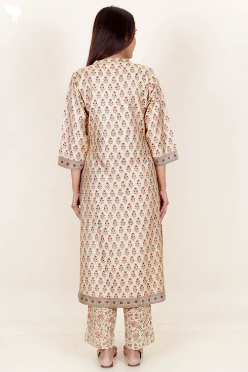 Khaadi Cotton Kurta Dupatta And Pant Set With Block Print