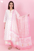 Slub Cotton Kurta Pajama With Kota Doria Dupatta in Block Print