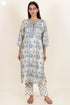 Tussar Cotton Kurta Pant And Dupatta Set With Block Print