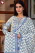 Tussar Cotton Kurta Pant And Dupatta Set With Block Print