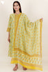 Chanderi Silk Kurta Pant With Dupatta Block Print