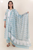 Cotton Kurta Pant And Dupatta Set In Block Print