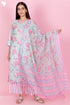 Kota Doria Kurta Pant Set With Dupatta In Block Print