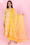 Kota Doria Kurta Pant Set With Dupatta In Block Print