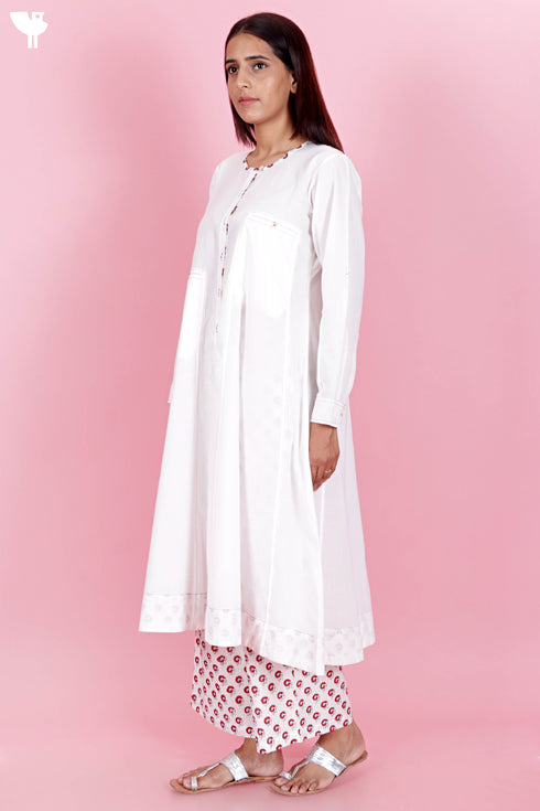 Cambric Cotton Kurta And Pant Set In Block Print