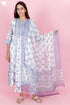 Mulmul Cotton Kurta Pant And Dupatta Set In Block Print