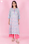 Mulmul Cotton Kurta Pant Set With Dupatta In Block Print
