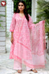 Cotton Kurta Pant Set With Dupatta In Block Print