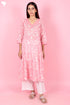 Cotton Kurta Pant Set With Dupatta In Block Print