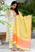 Chanderi Silk Kurta Pant And Dupatta Set In Block Print