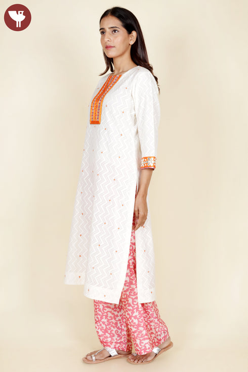 Bengal Cotton Kurta Pant With Dupatta In Gota Patti