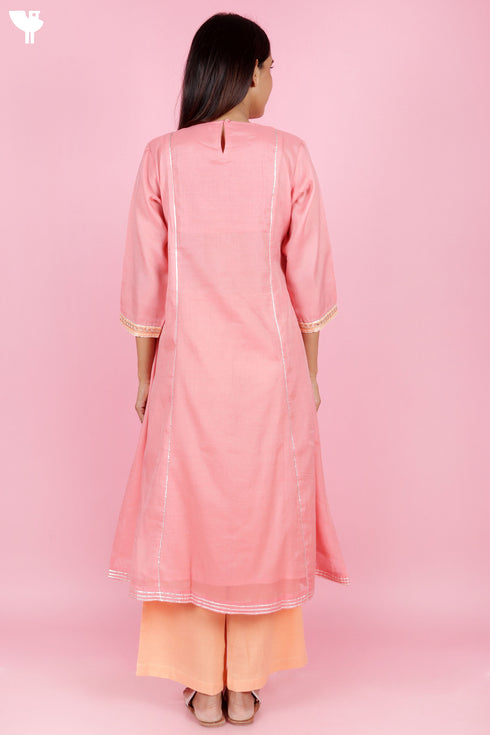 Chanderi Silk Kurta Pant Set With Dupatta Gota Patti