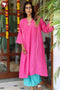 Chanderi Silk Kurta And Pant Set With Gold Block Print