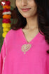 Chanderi Silk Kurta And Pant Set With Gold Block Print
