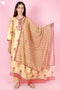 Tussar Cotton Kurta Pant And Dupatta Set In Floral Block Print