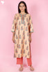 Tussar Cotton Kurta Pant And Dupatta Set In Floral Block Print