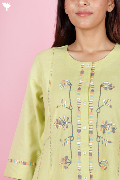 Khaadi Cotton Kurta Pant Set With Appliqué