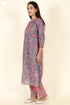 Terry Voile Kurta Pant With Kota Dupatta In Floral Block Print