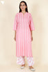 Terry Voile Kurta Pant With Kota Dupatta In Stripes Block Print