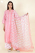 Terry Voile Kurta Pant With Kota Dupatta In Stripes Block Print