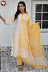 Terry Voile Kurta Pant With Dupatta In Floral Block Print