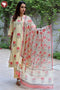 Terry Voile Kurta Pant With Dupatta In Floral Block Print