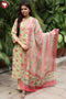 Terry Voile Kurta Pant With Dupatta In Floral Block Print