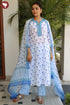 Terry Voile Kurta Pant With Dupatta In Block Print