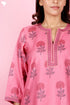 Tussar Cotton Kurta Pant And Dupatta Set In Floral Block Print