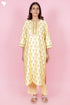 Tussar Cotton Kurta Pant And Dupatta Set In Floral Block Print