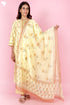 Tussar Cotton Kurta Pant And Dupatta Set In Floral Block Print