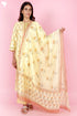 Tussar Cotton Kurta Pant And Dupatta Set In Floral Block Print