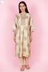 Tussar Cotton Kurta Pant And Dupatta Set In Block Print