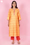 Tussar Cotton Kurta Pant And Dupatta Set In Block Print