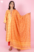 Tussar Cotton Kurta Pant And Dupatta Set In Block Print