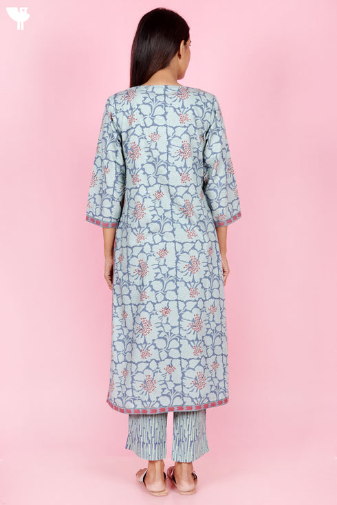 Bizzy Lizzy Kurta Pant Set With Dupatta In Block Print