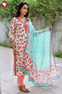 Bizzy Lizzy Kurta Pant With Dupatta In Floral Block Print
