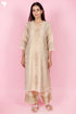 Chanderi Silk Kurta Pant And Dupatta Set With Gold Block Print