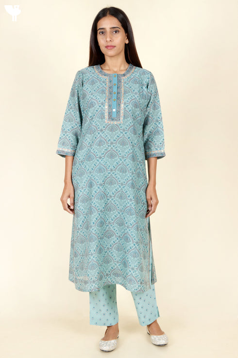 Chanderi Silk Kurta Pant And Dupatta Set