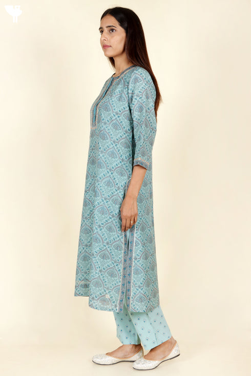 Chanderi Silk Kurta Pant And Dupatta Set
