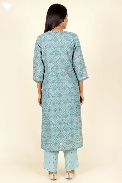 Chanderi Silk Kurta Pant And Dupatta Set