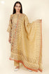 Chanderi Silk Kurta Pant And Dupatta Set With Block Print