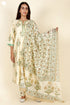 Tussar Cotton Kurta Pant And Dupatta Set In Block Print