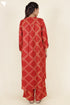 Rayon Twill Red Kurta and Pant Set With Block Print
