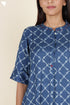 Rayon Twill Blue Kurta and Pant Set With Block Print