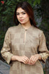 Rayon Twill Warm Taupe Kurta And Pant Set With Geometric Block Print