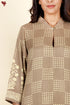 Rayon Twill Warm Taupe Kurta And Pant Set With Geometric Block Print