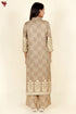 Rayon Twill Warm Taupe Kurta And Pant Set With Geometric Block Print